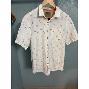 5.11 Tactical Mens White Palm Tree Print Short Sleeve Button Up Shirt Medium